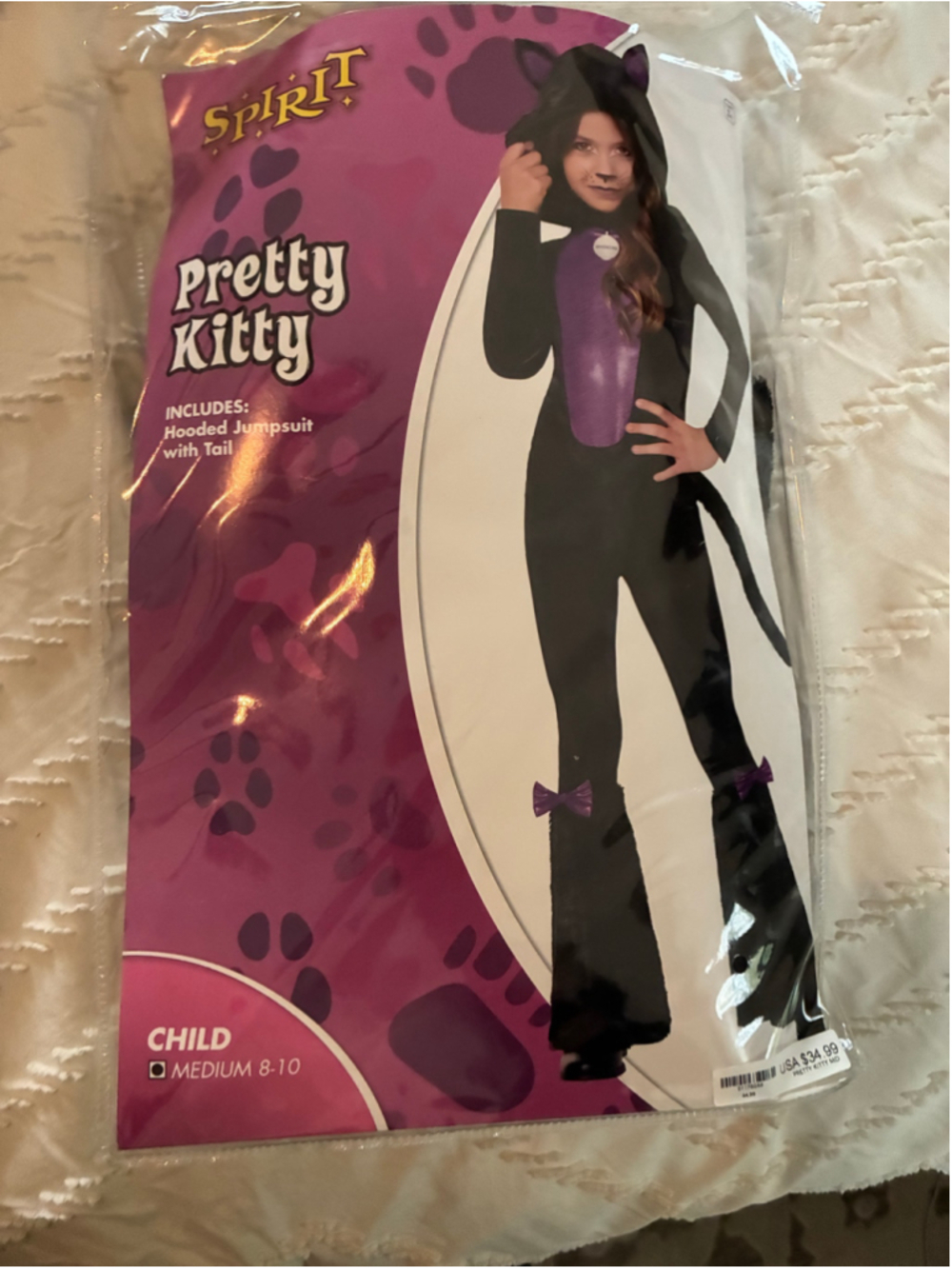 Girls Spirit Halloween Pretty Kitty Costume Black Purple Size 8-10